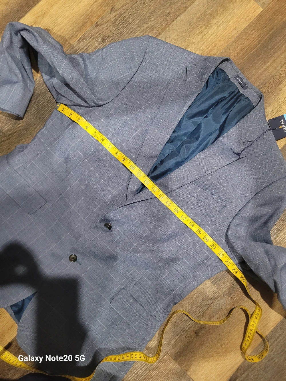 Stafford CoolMax Blue Plaid Wool Blend Suit Jacket Blazer 46R NWT